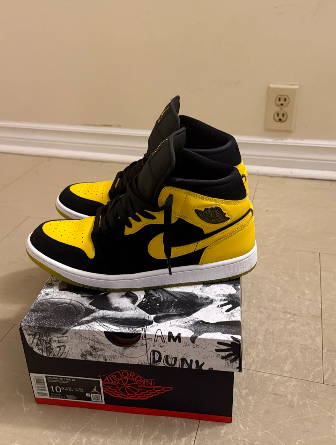 Air Jordan 1 Mid Yellow Black Sneakers - photo 4
