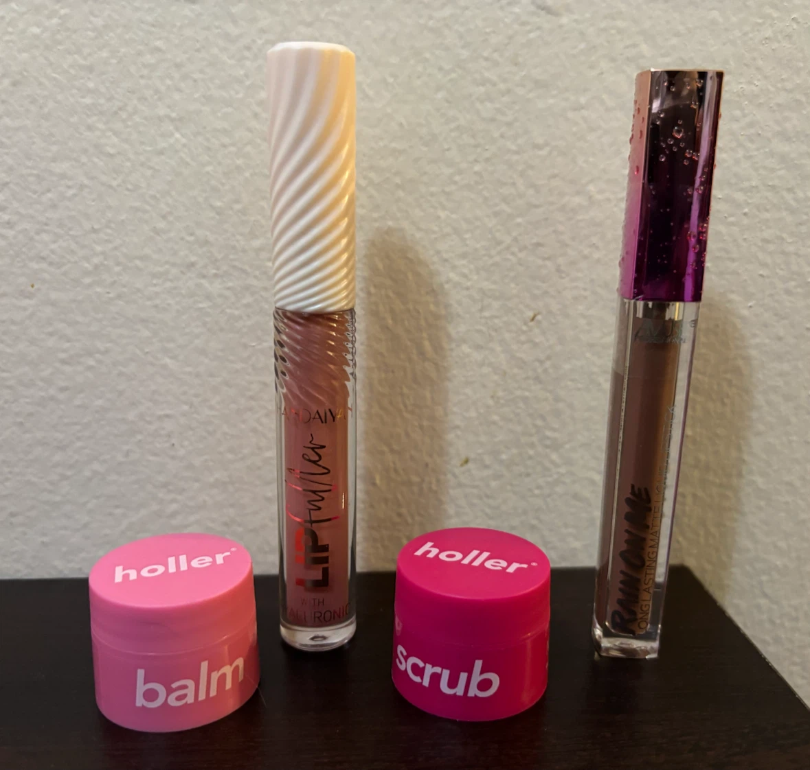 NEW-Lot of 4-Balm, Scrub, Lip Fuller & Lipstick