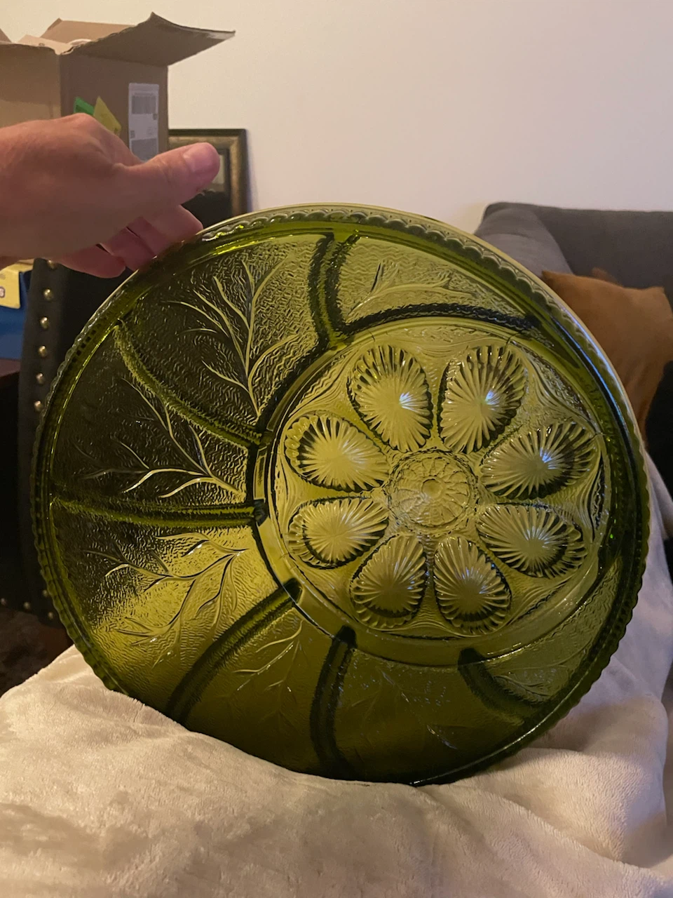 Indiana Glass Vintage Green Glass Platter