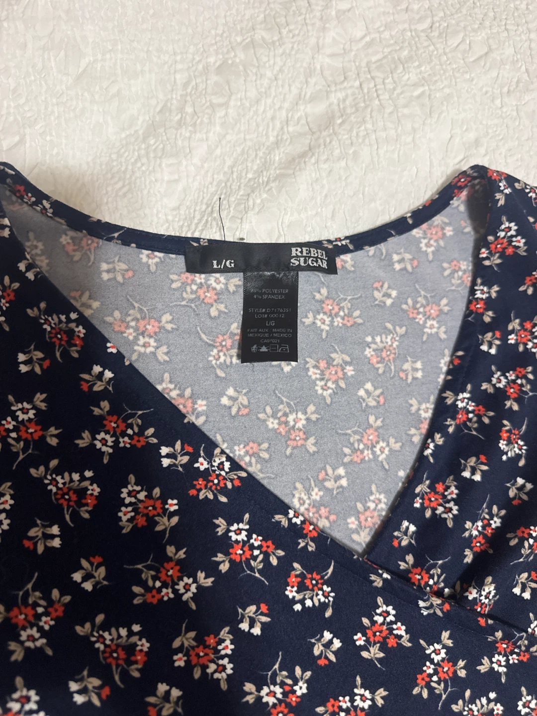 Rebel Sugar Navy Floral Wrap Dress - Size L - photo 3