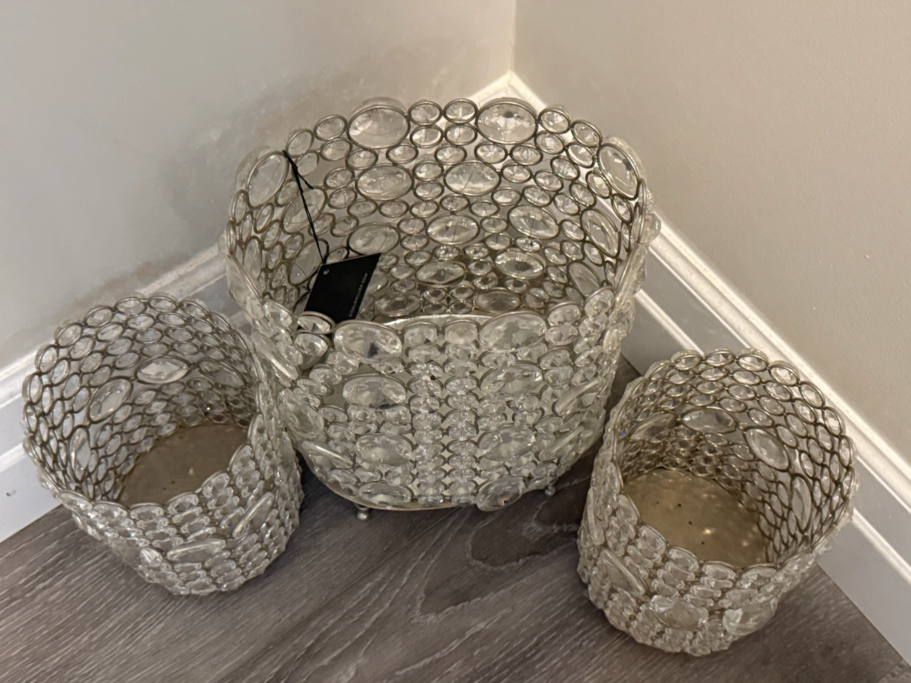Set of 3 Crystal Decor Candle Holders/hurricanes - photo 3