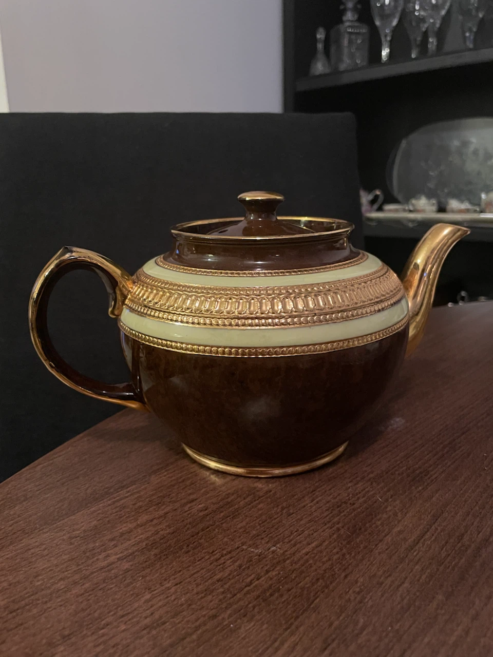 Sadler Brown and Gold Teapot