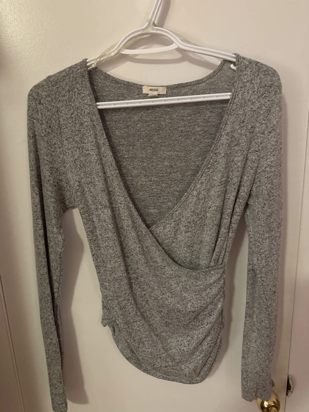 Ardene Grey Long Sleeve Wrap Top