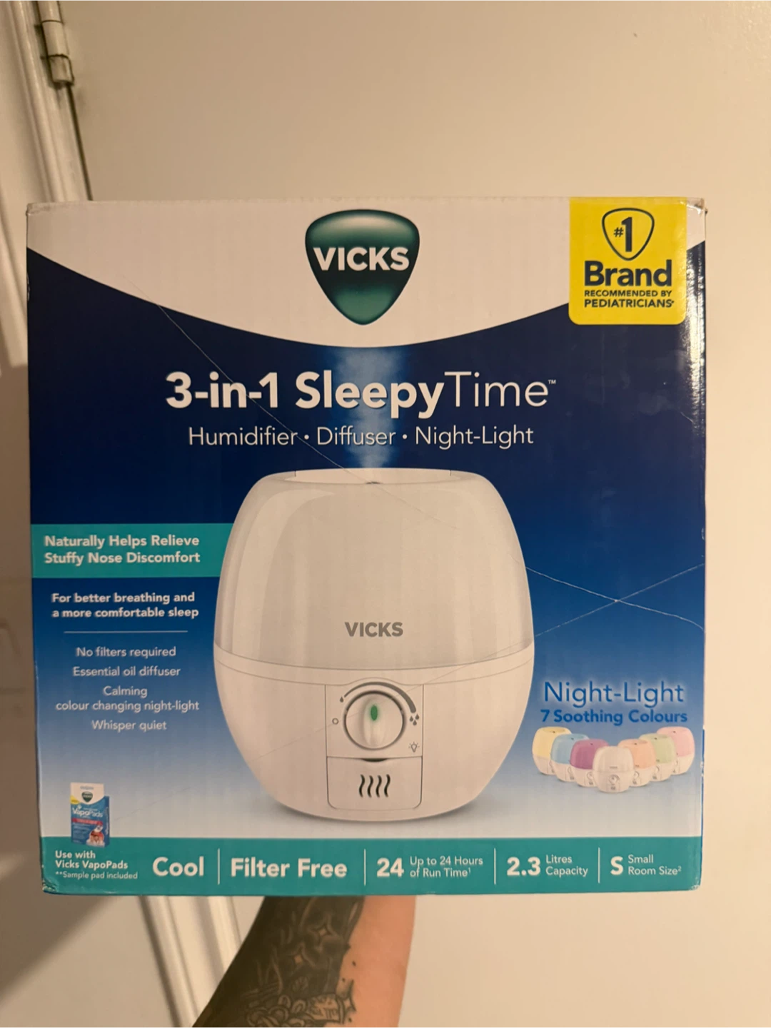 Vicks 3-in-1 SleepyTime Humidifier Diffuser Night-Light