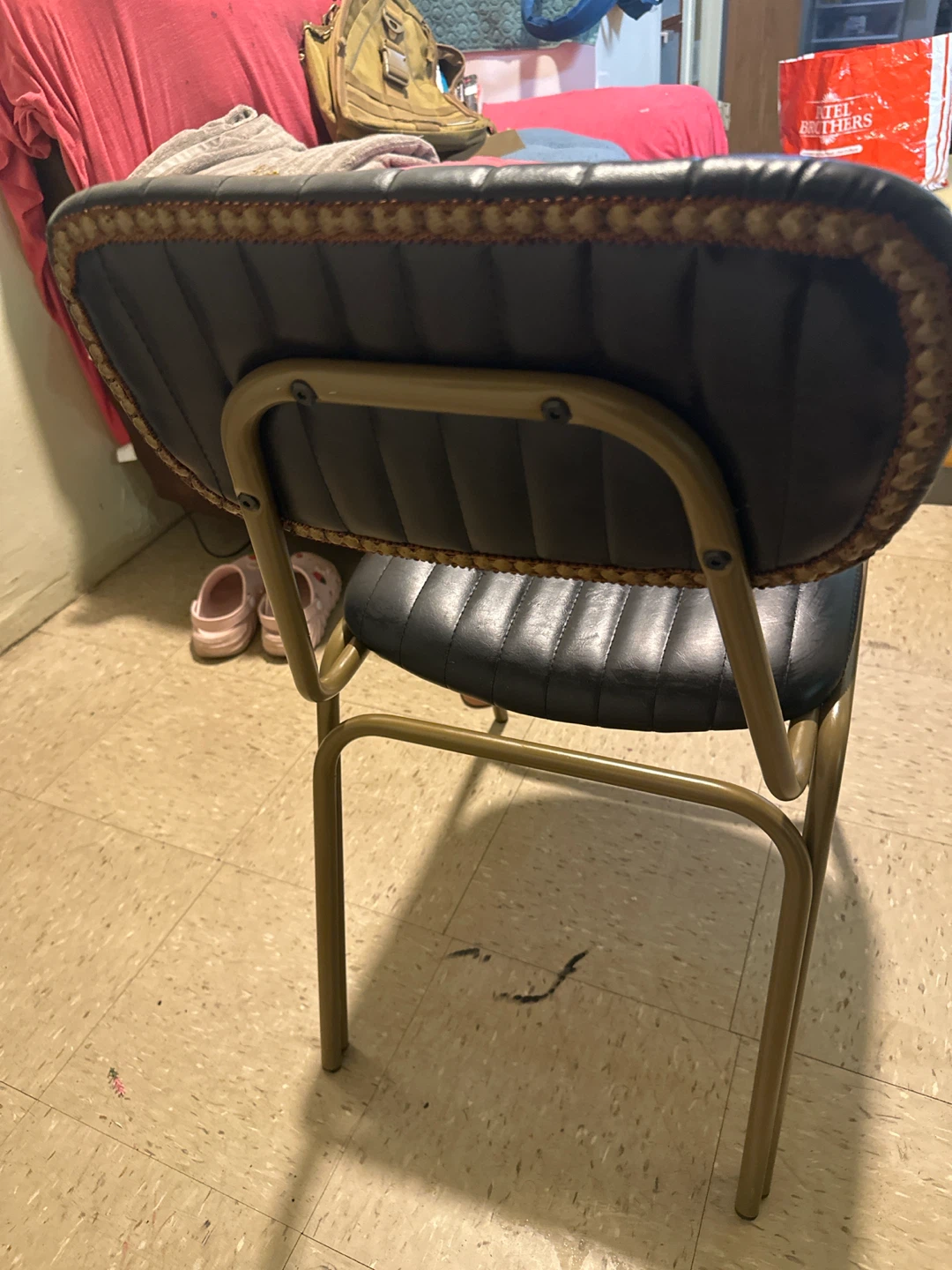 Black Upholstered Chair with Gold Frame - photo 3
