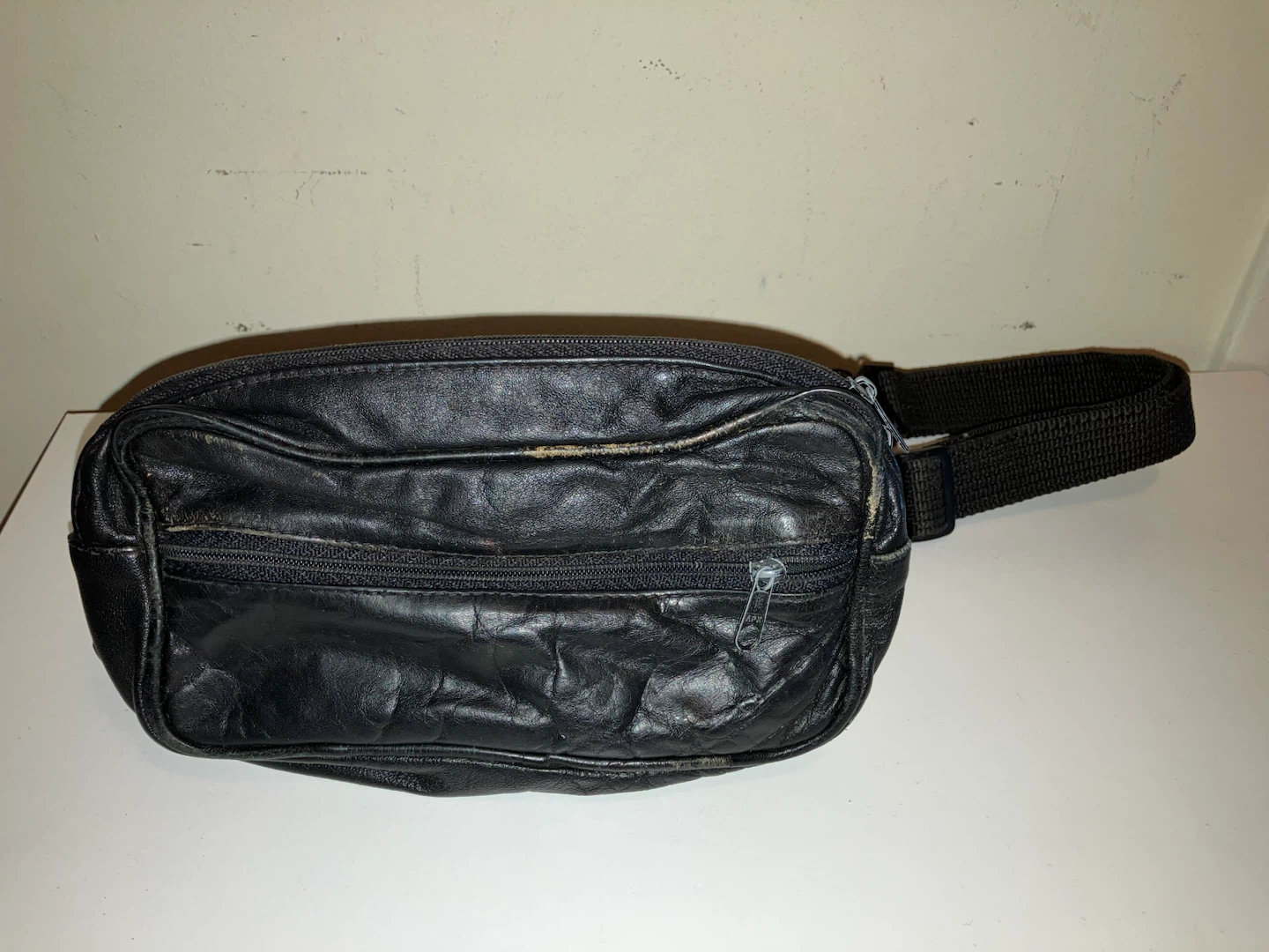 Black Leather Fanny Pack