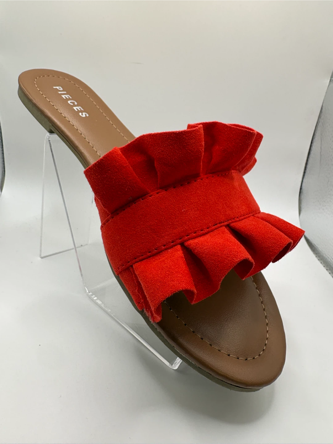 7 - Orange ruffled slide sandals by Pieces - photo 2