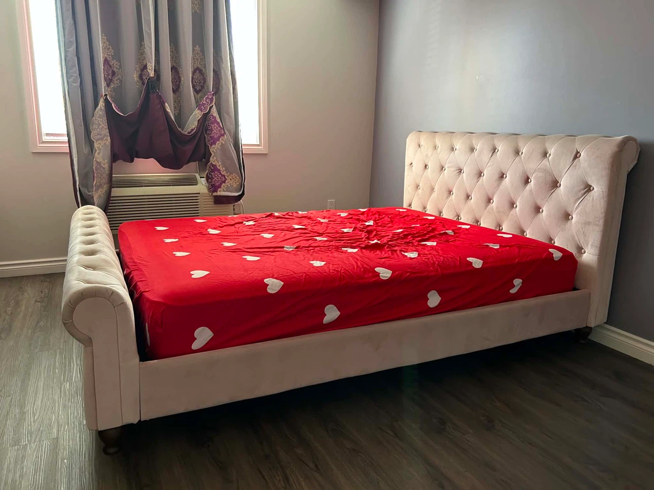 Tufted Velvet Bed Frame with Headboard - photo 2