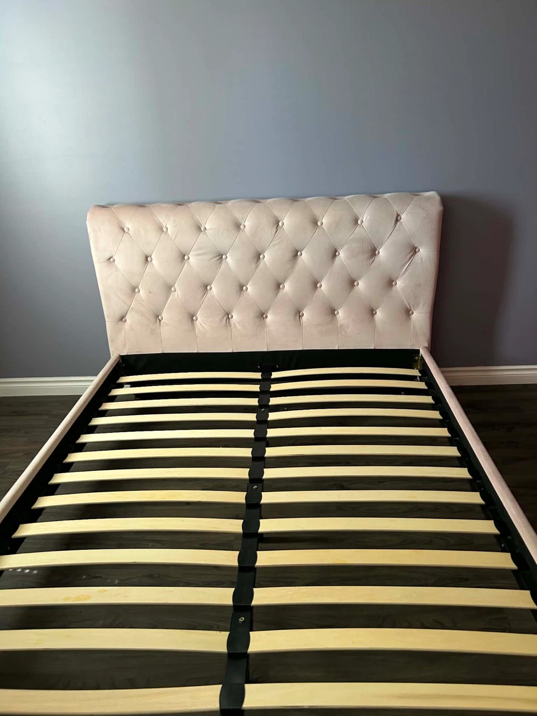 Tufted Velvet Bed Frame with Headboard - photo 4