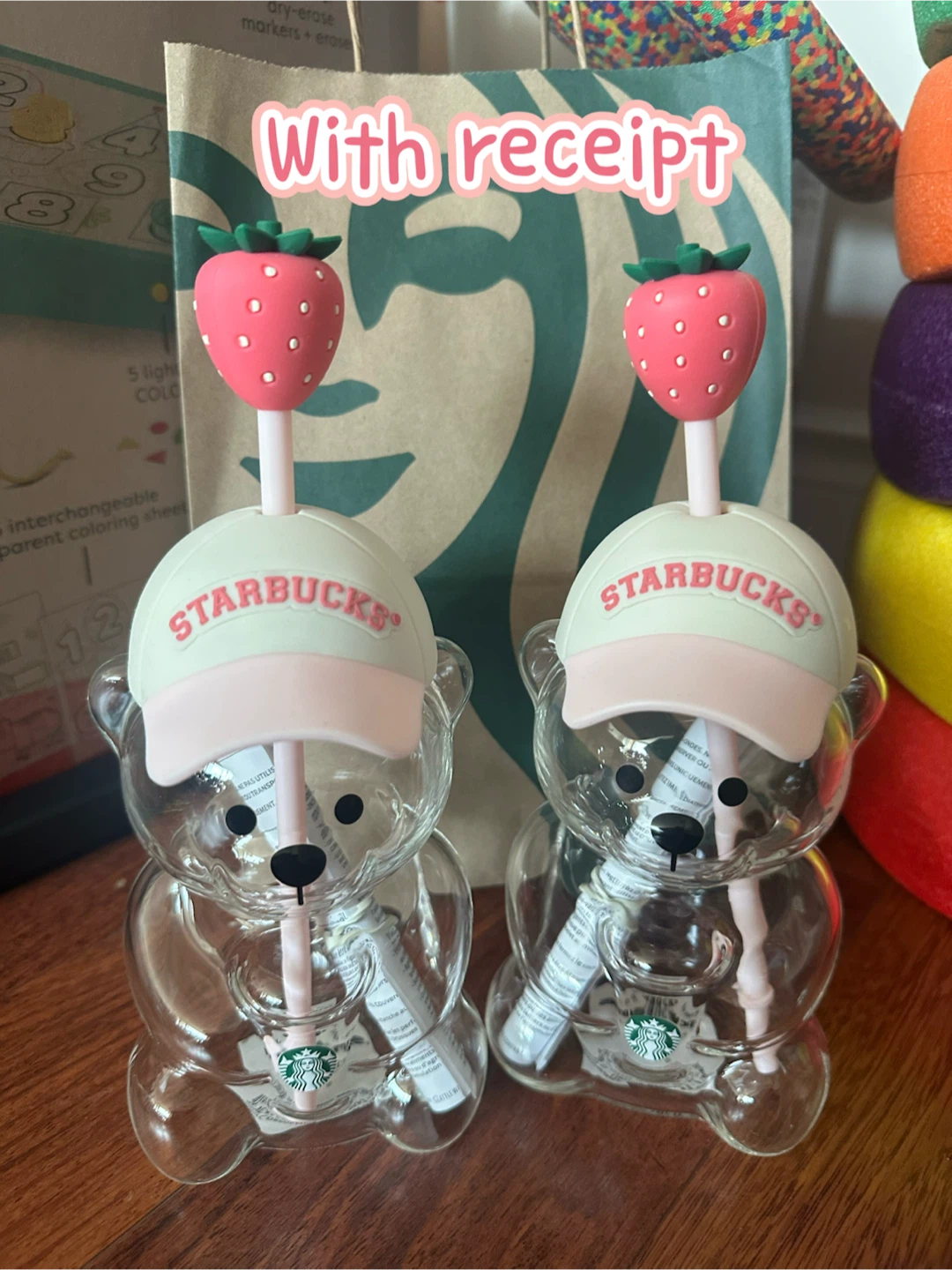 Starbucks Strawberry bear glass cup