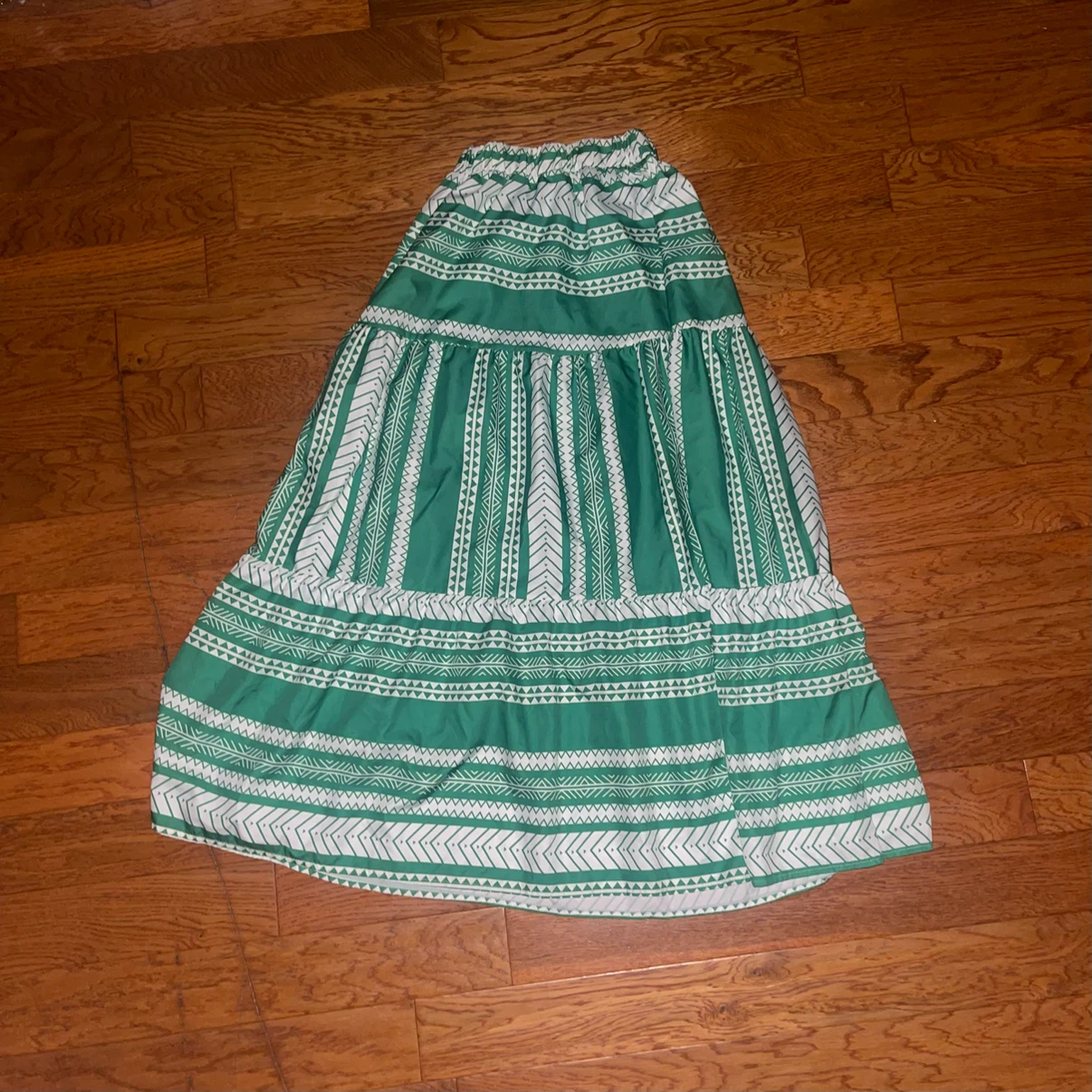 Green & White Maxi Skirt