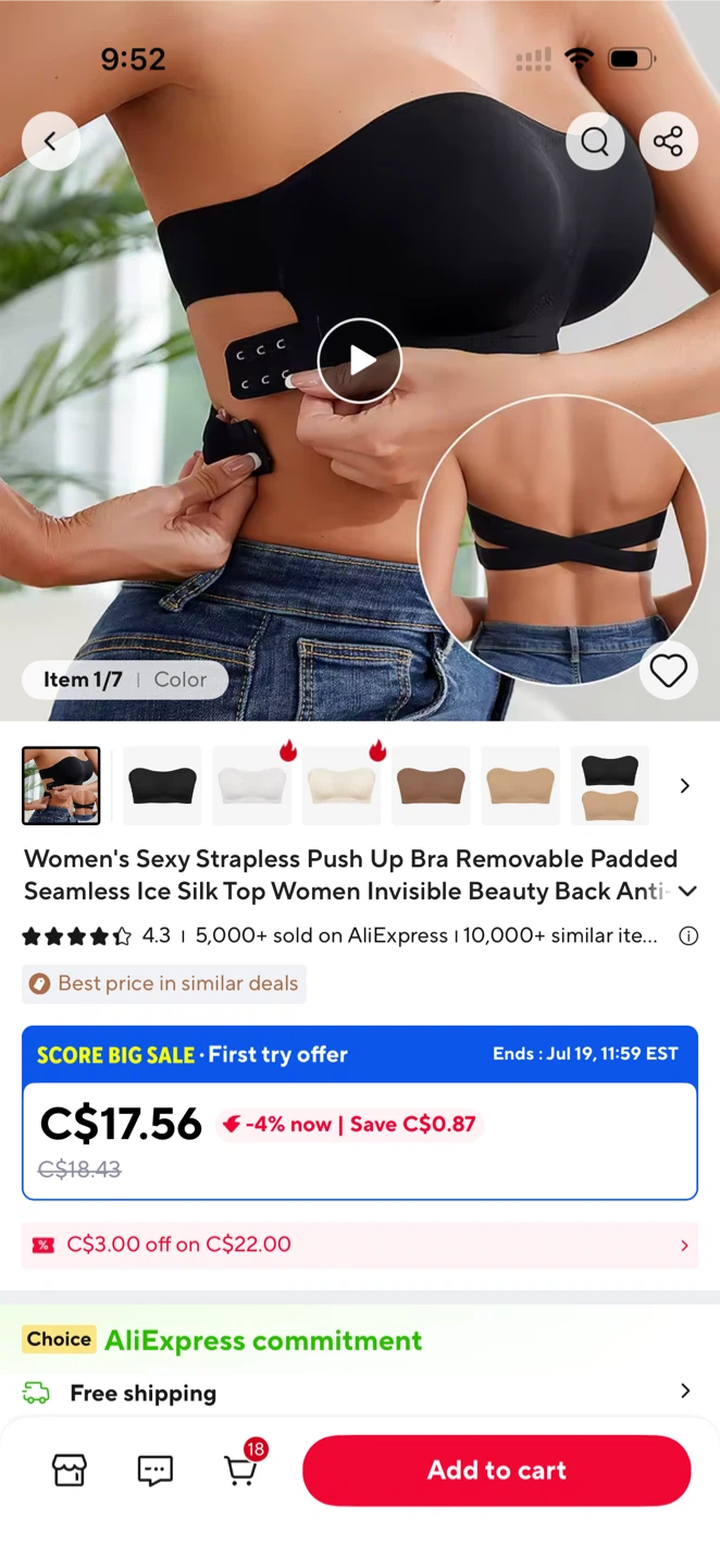 Women's Strapless Push Up Bra - photo 4