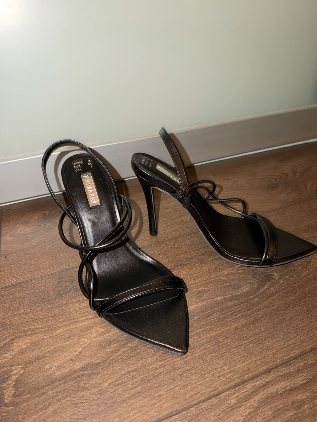 Primark Black Strappy Heeled Sandals Size 6