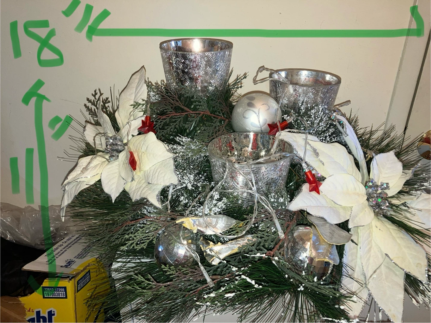 Christmas Poinsettia Candle Holder Arrangement with Lights - photo 2
