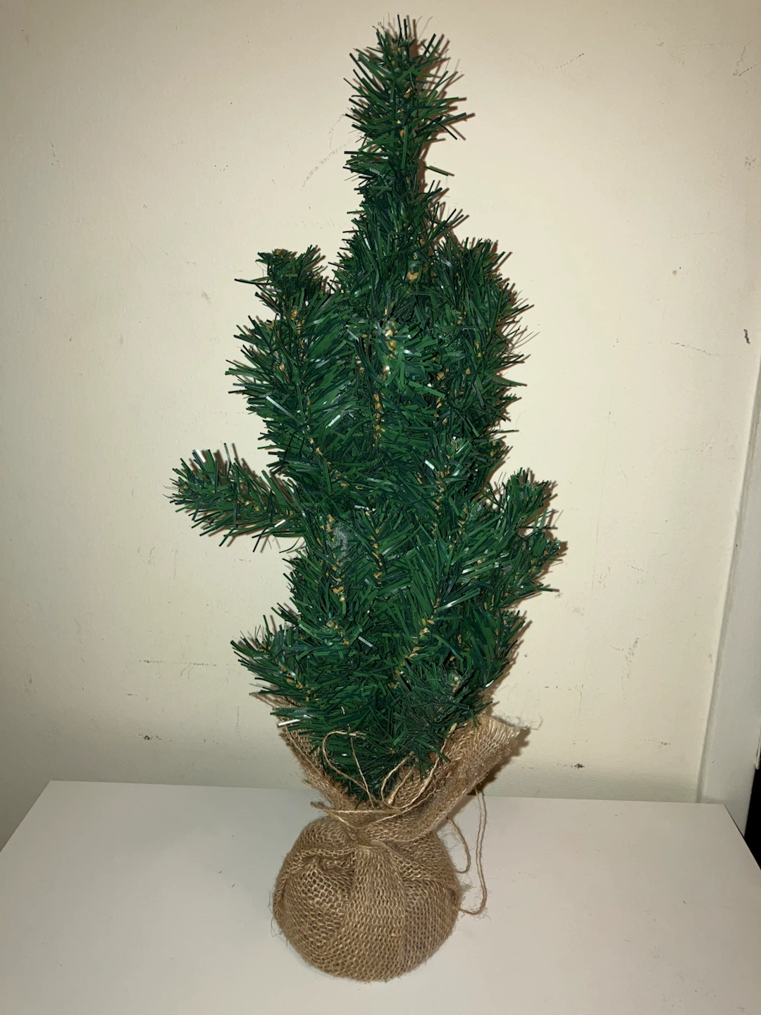 Small Artificial Christmas Tree with Burlap Base