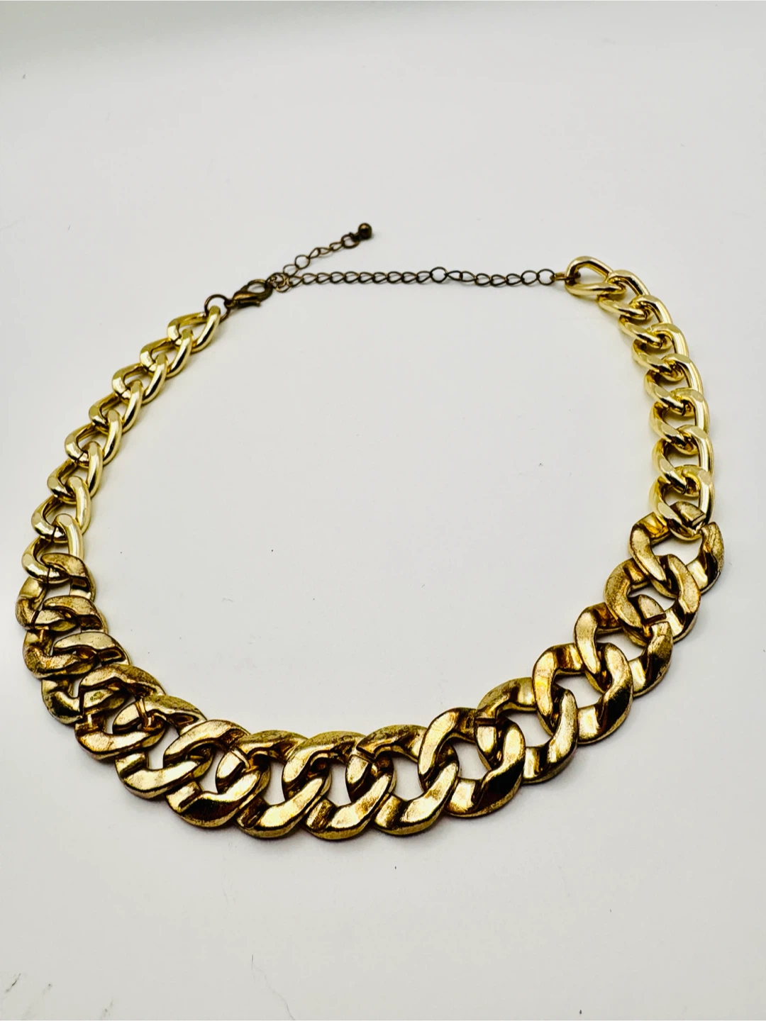 Vintage Gold Cuban Link Necklace with Rhinestones - photo 5