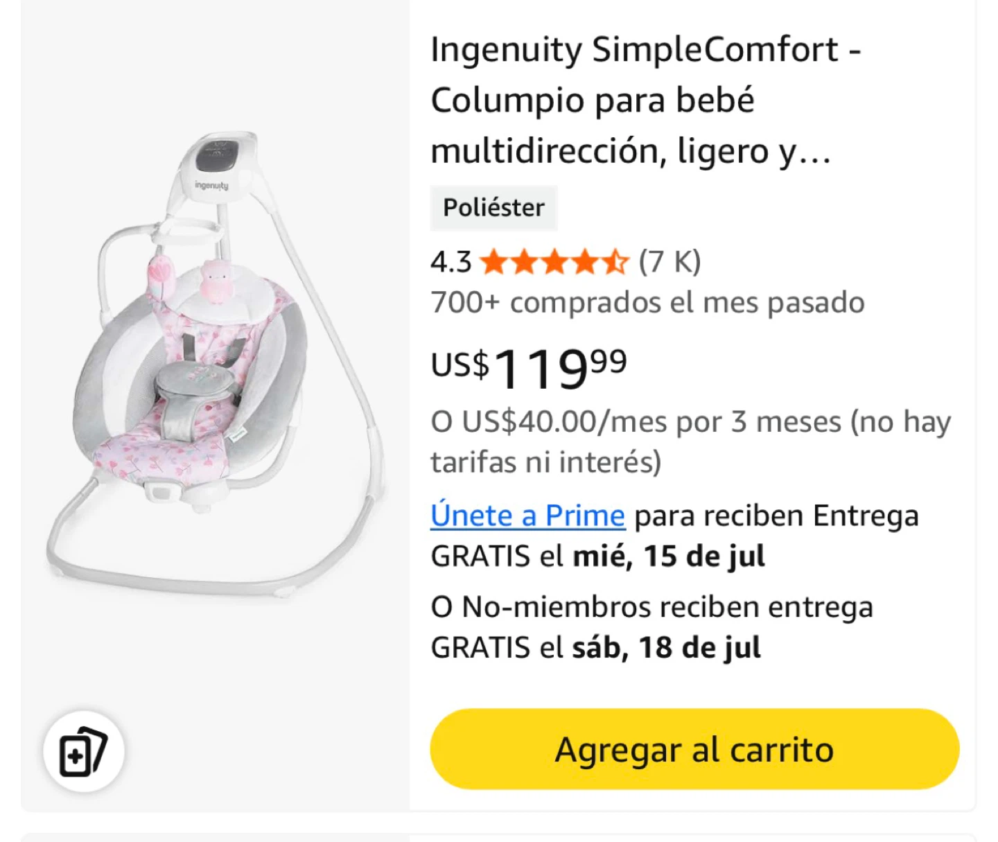 Ingenuity SimpleComfort Baby Swing