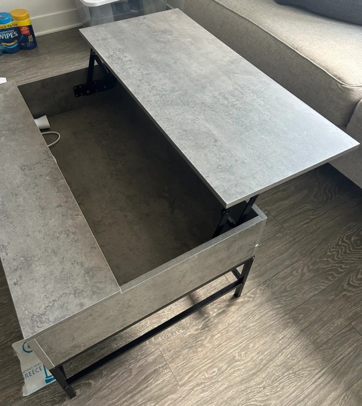 Lift Top Coffee Table - Grey Faux Concrete - photo 2