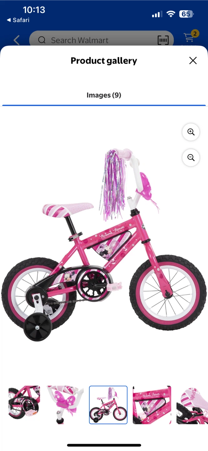 Kids Pink huffy Minnie Mouse Bike with Training Wheels - photo 4