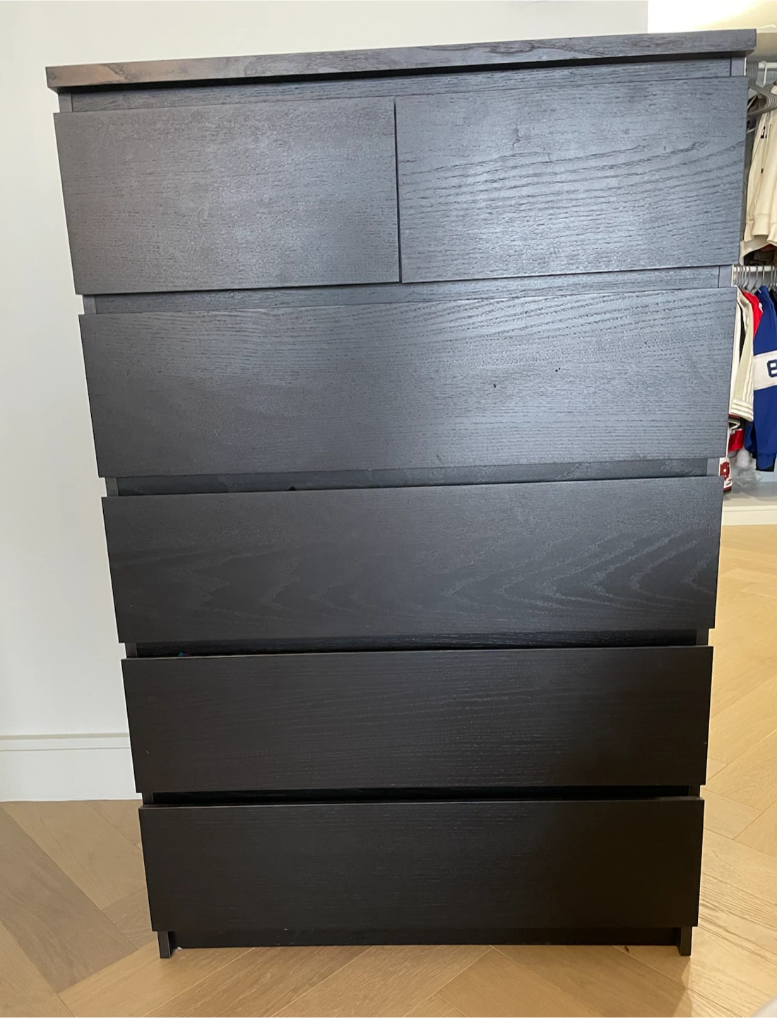 chest of drawers & metal garments rack with shelves on each side - photo 2