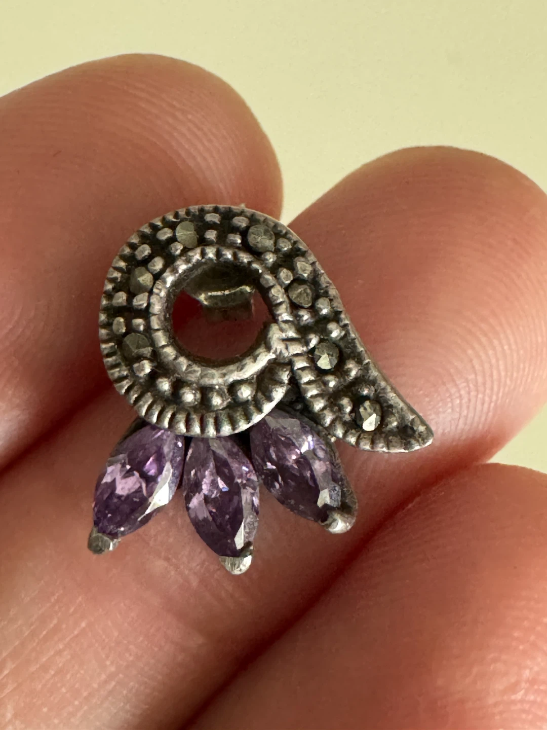 Silver Amethyst and Marcasite Earrings - photo 2