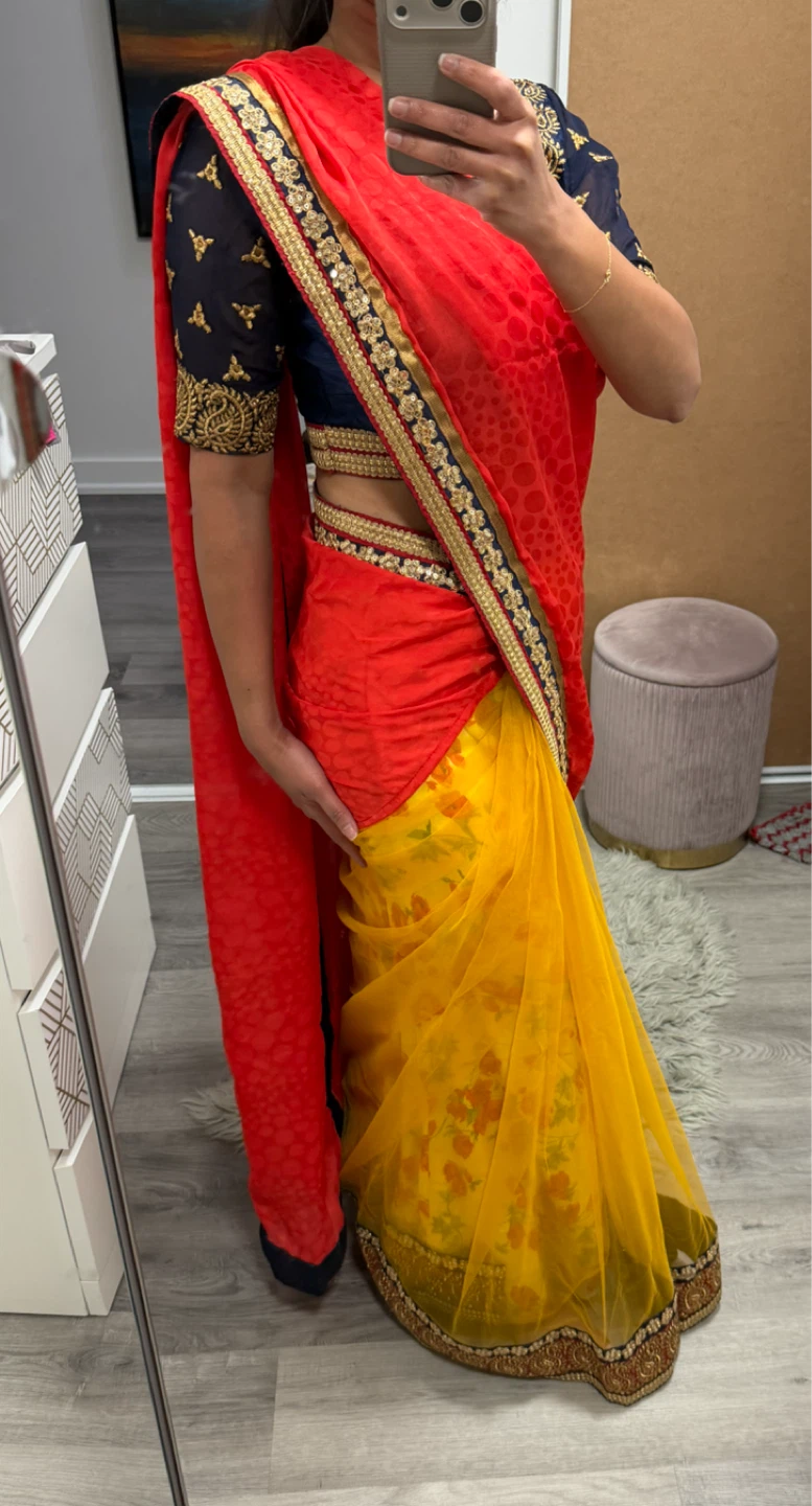 Saree with stitched blouse and skirt - photo 4