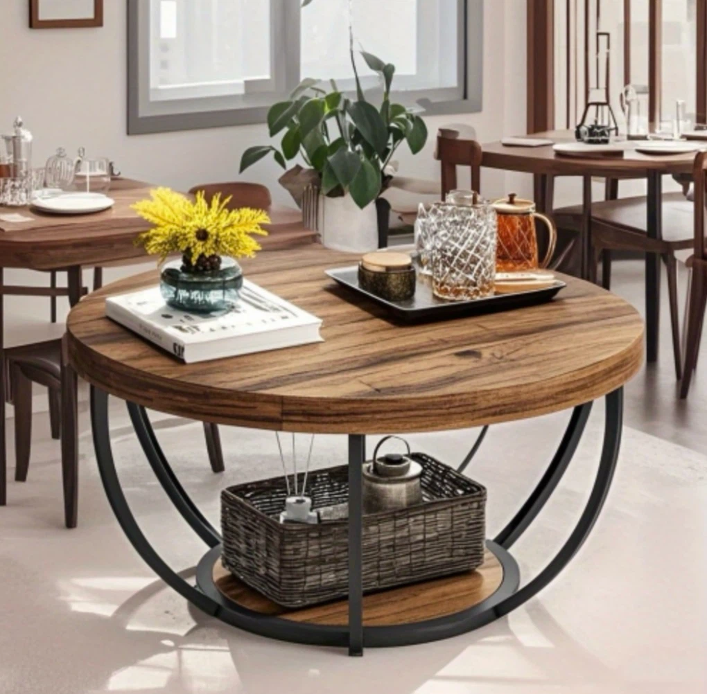 Brand new Round Coffee Table with Storage Shelf