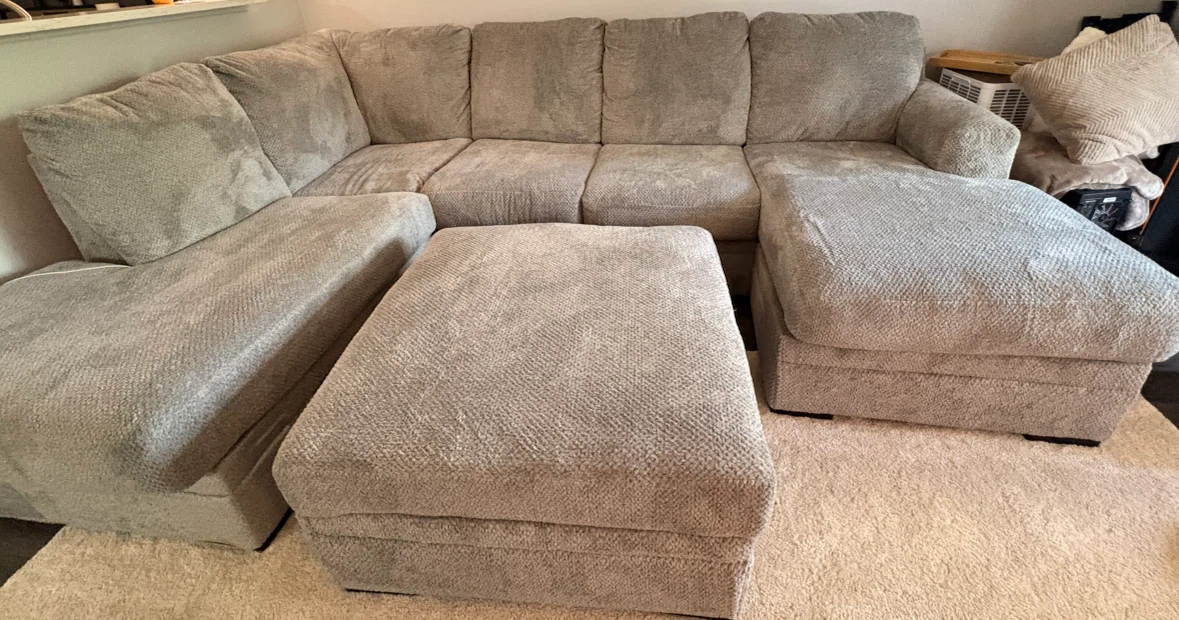 Grey Sectional Sofa with Storage Ottomans