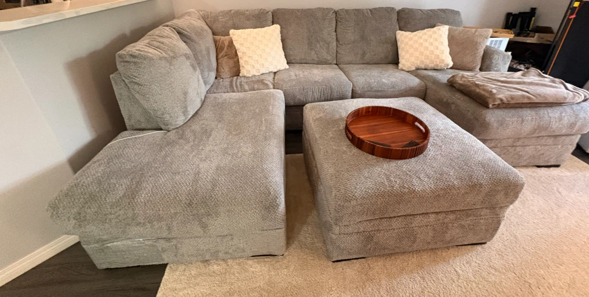Grey Sectional Sofa with Storage Ottomans - photo 2