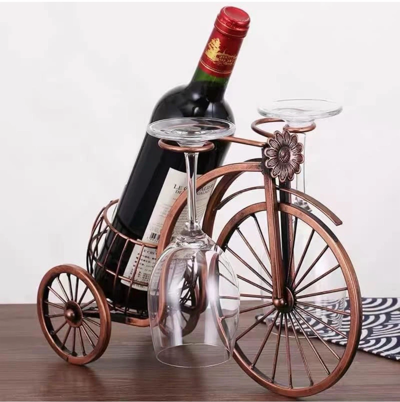 Copper Bicycle Wine Bottle Holder