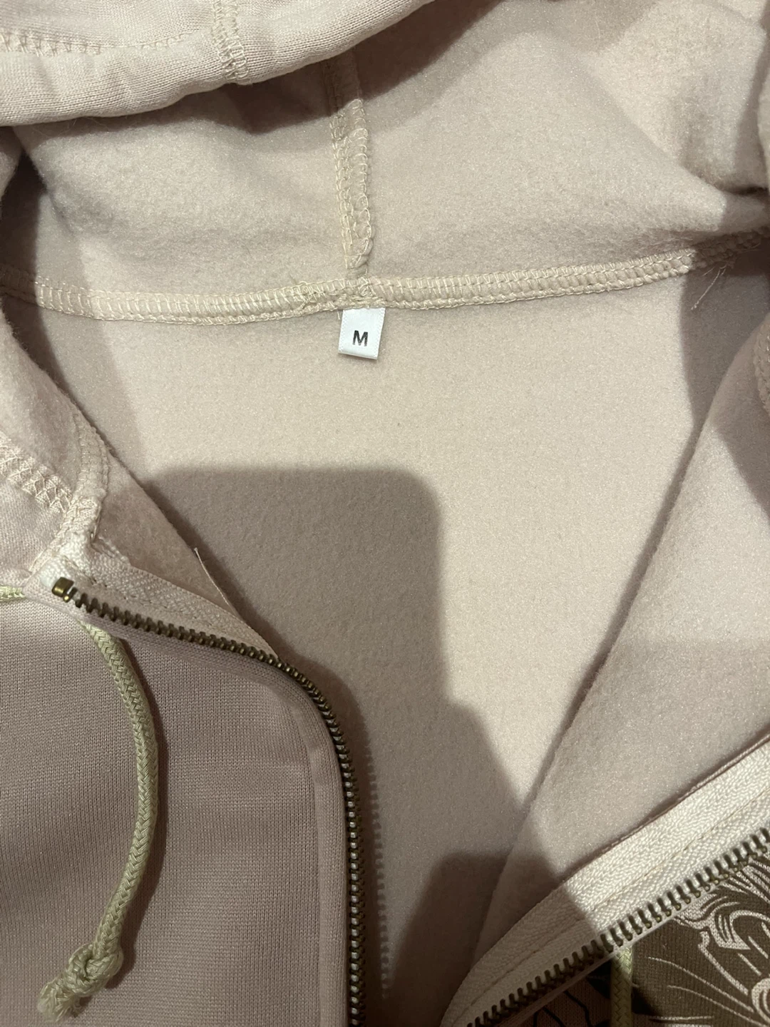 Beige Graphic Zip-Up Hoodie - photo 3