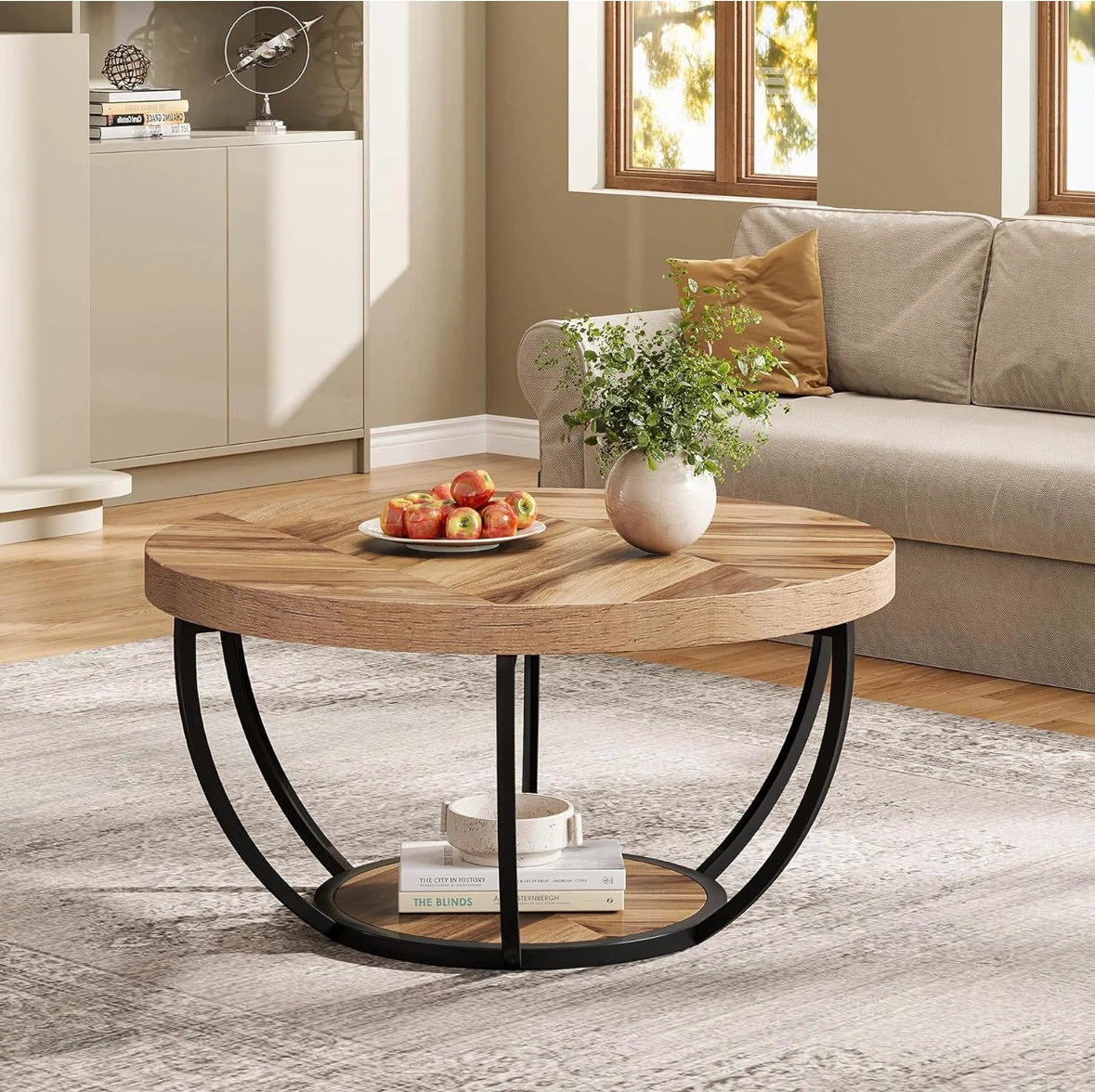 Brand new Round Wood Coffee Table with Metal Base - photo 3