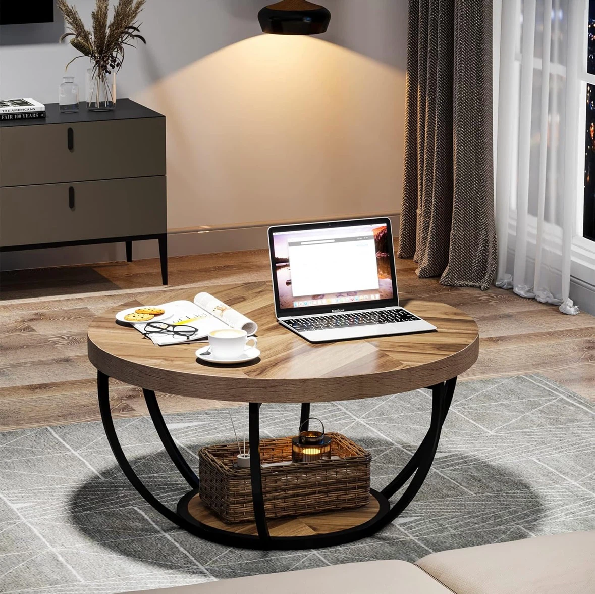 Brand new Round Wood Coffee Table with Metal Base - photo 5
