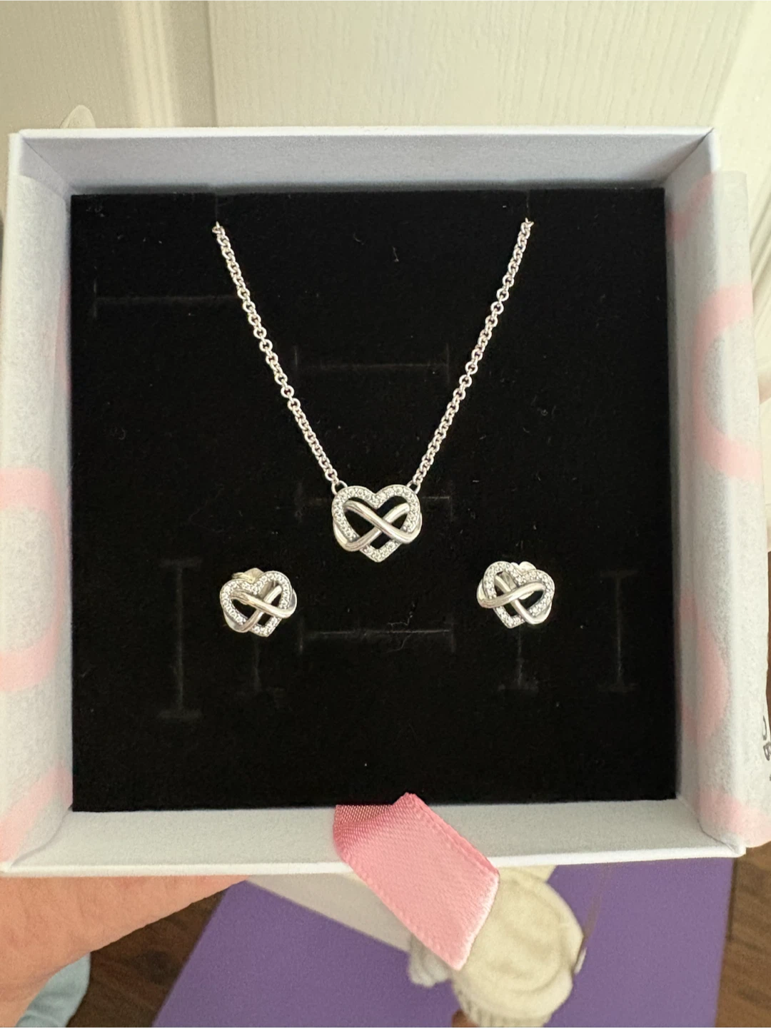 Pandora infinity heart Necklace and Earrings Set - photo 2