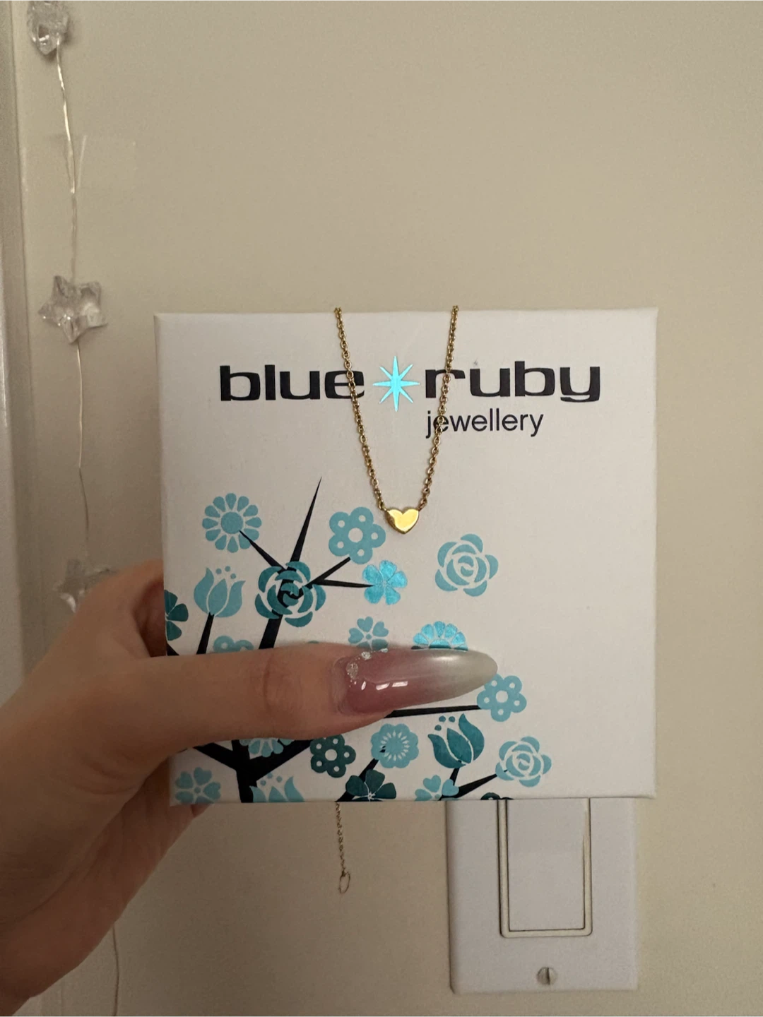 Blue Ruby Tiny Heart Necklace Gold - photo 2