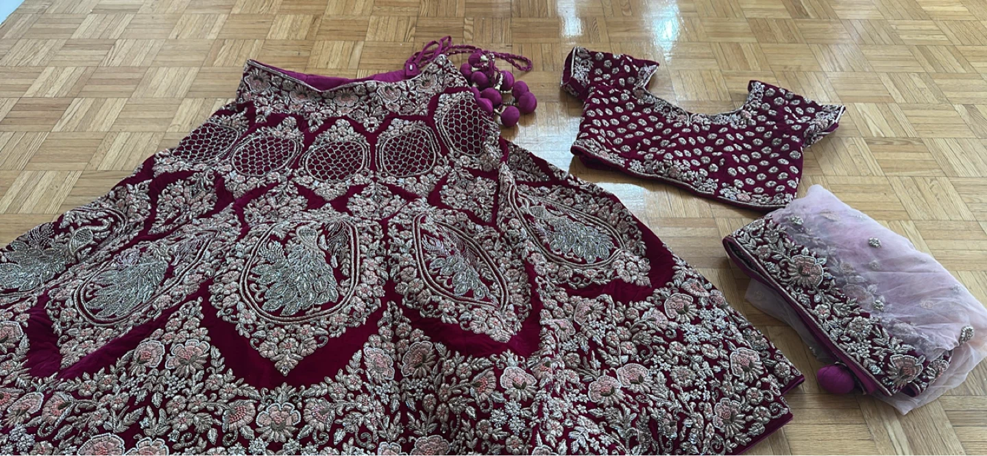 Embroidered Burgundy Lehenga Choli with Dupatta