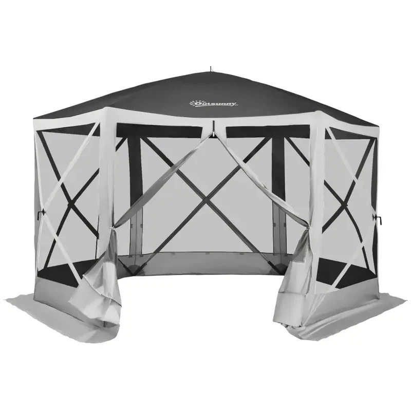 Outsunny 12′ x 12′ Hexagon Automatic Pop Up Screen Tents