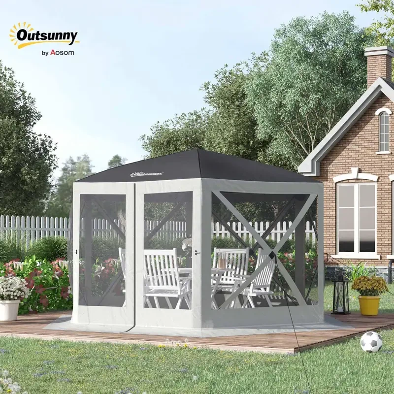 Outsunny 12′ x 12′ Hexagon Automatic Pop Up Screen Tents - photo 2