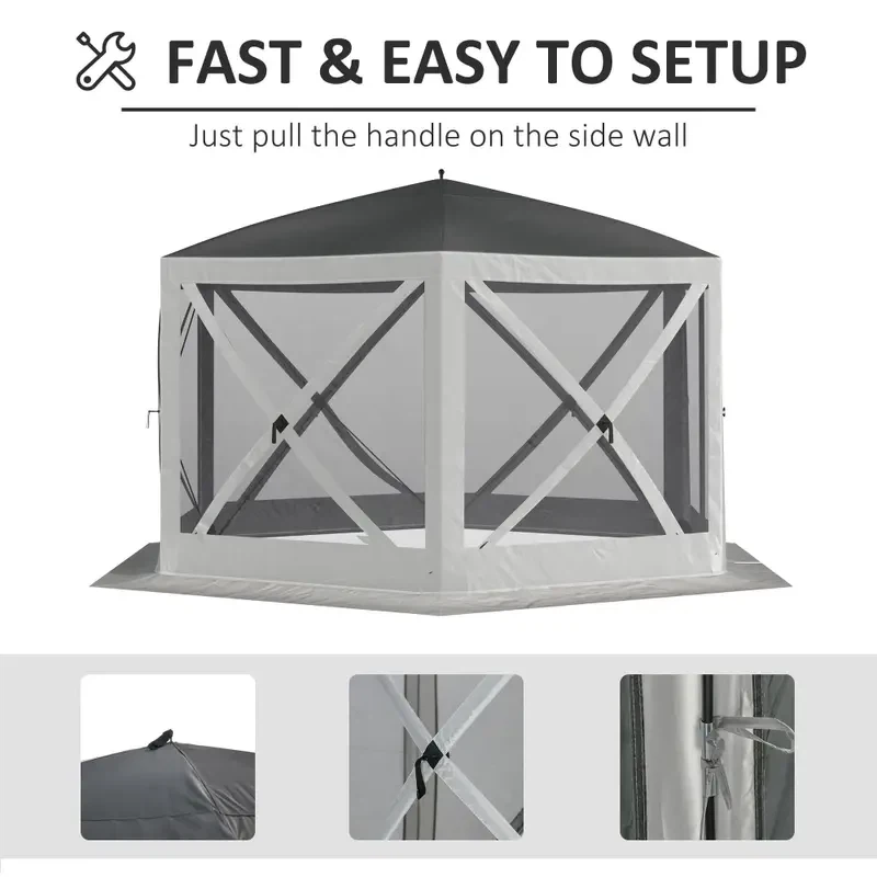 Outsunny 12′ x 12′ Hexagon Automatic Pop Up Screen Tents - photo 3