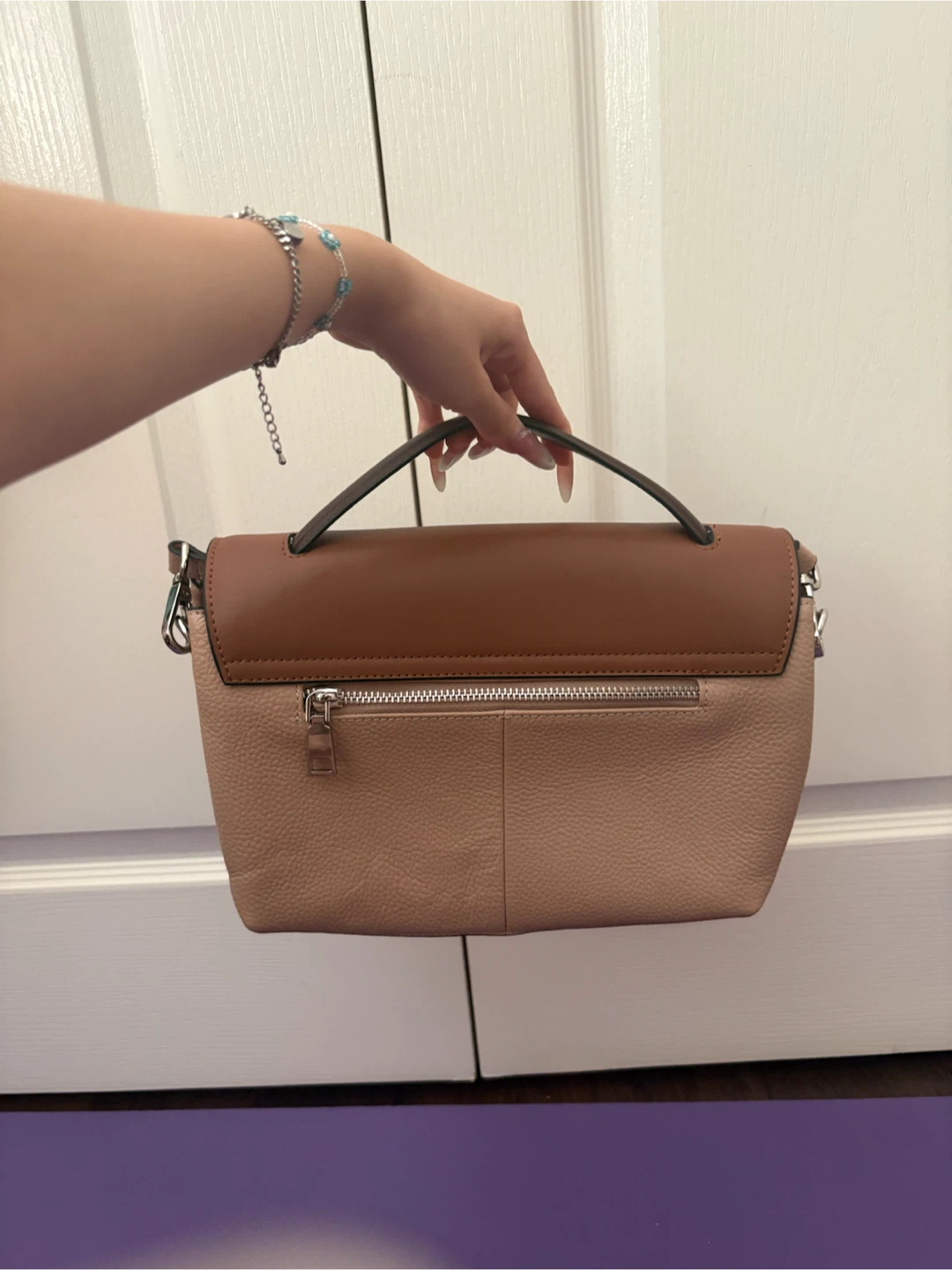 Faux Leather Crossbody Bag - Tan and Brown - photo 2