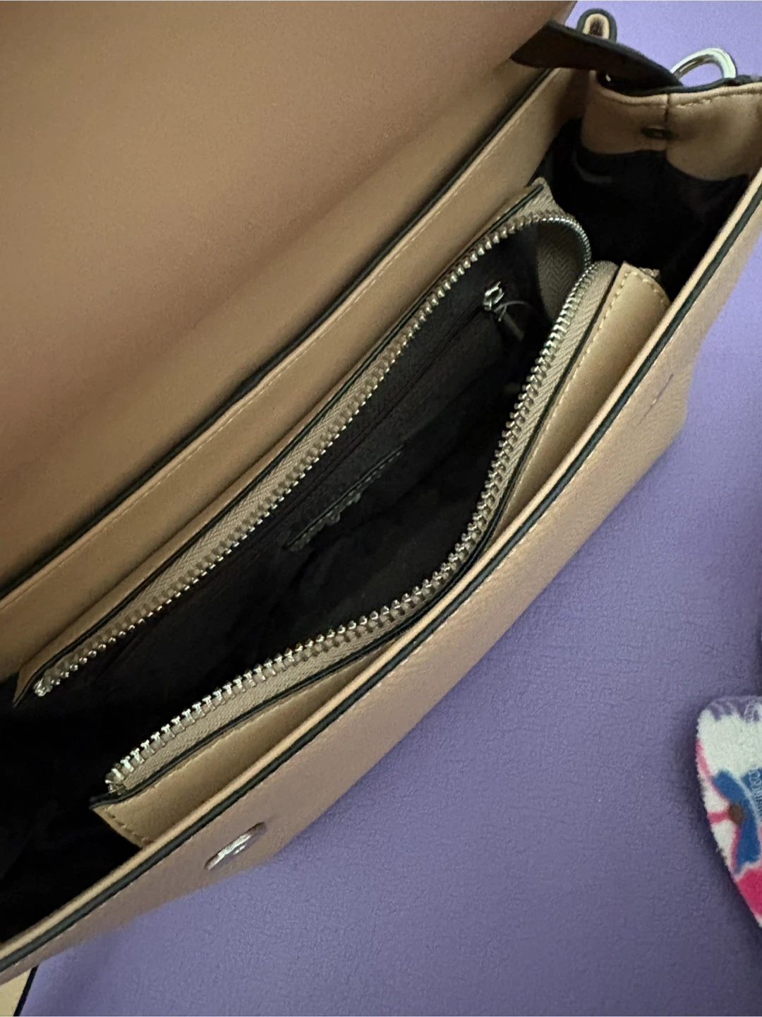 Faux Leather Crossbody Bag - Tan and Brown - photo 3