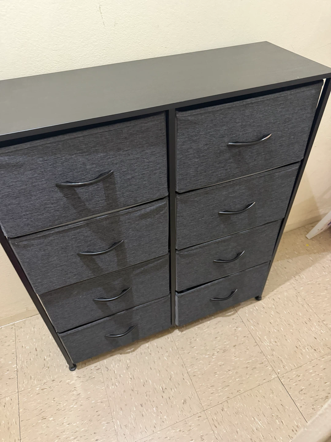 Dark Gray Fabric Drawer Dresser
