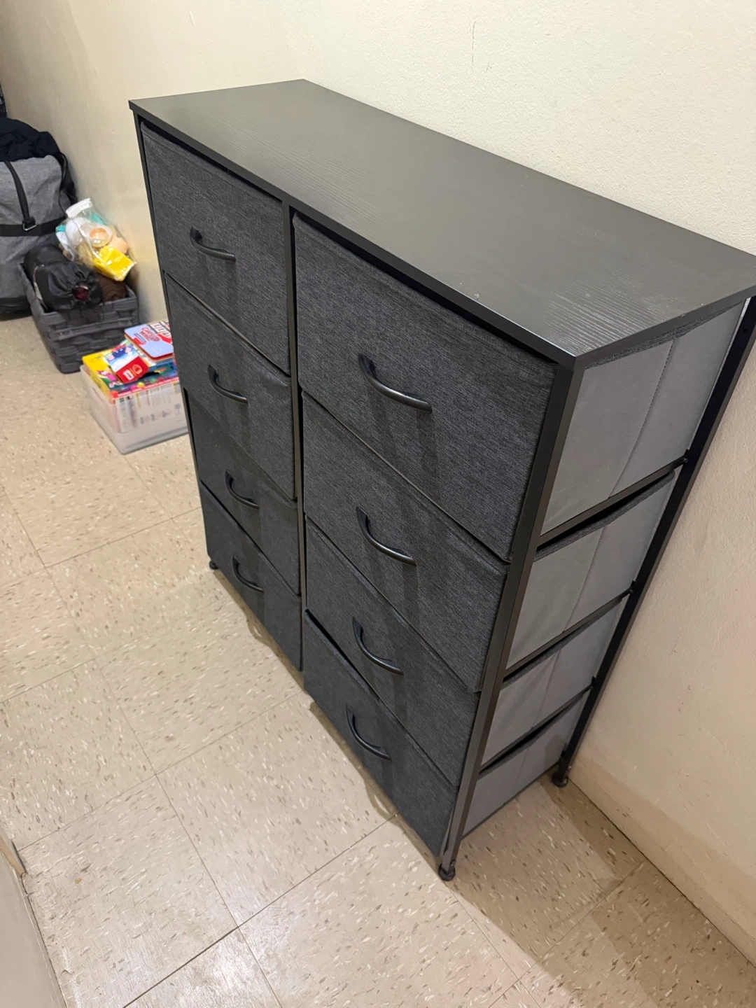 Dark Gray Fabric Drawer Dresser - photo 2
