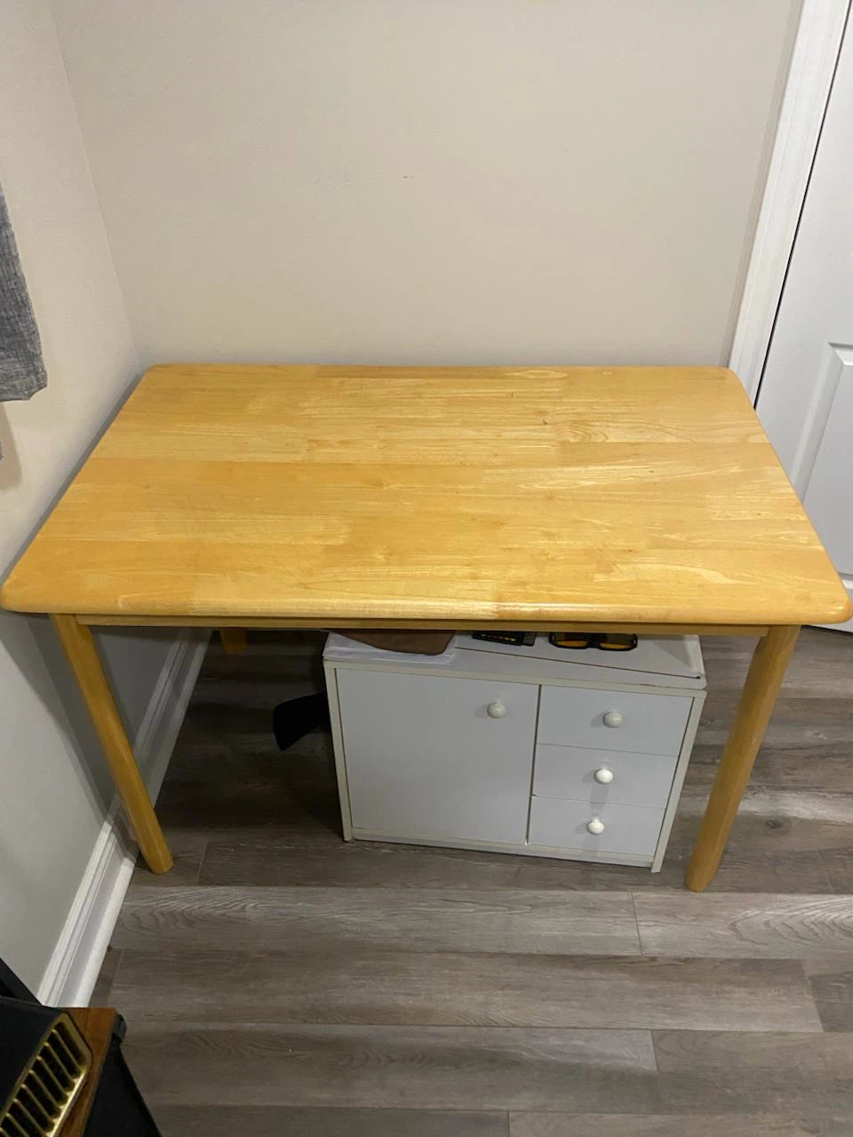 Wood Table, White Desk & Small Drawer Unit - photo 2