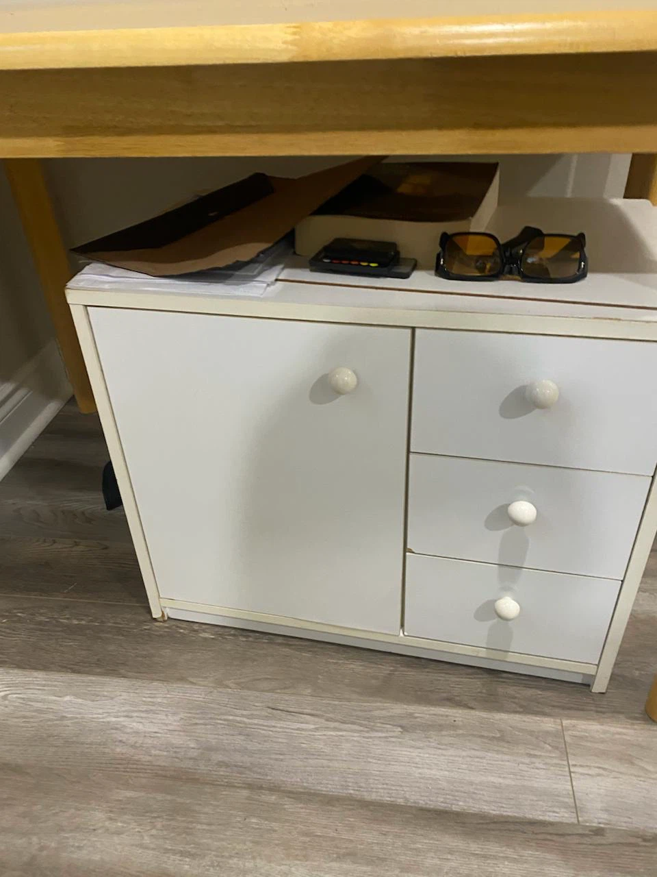 Wood Table, White Desk & Small Drawer Unit - photo 4