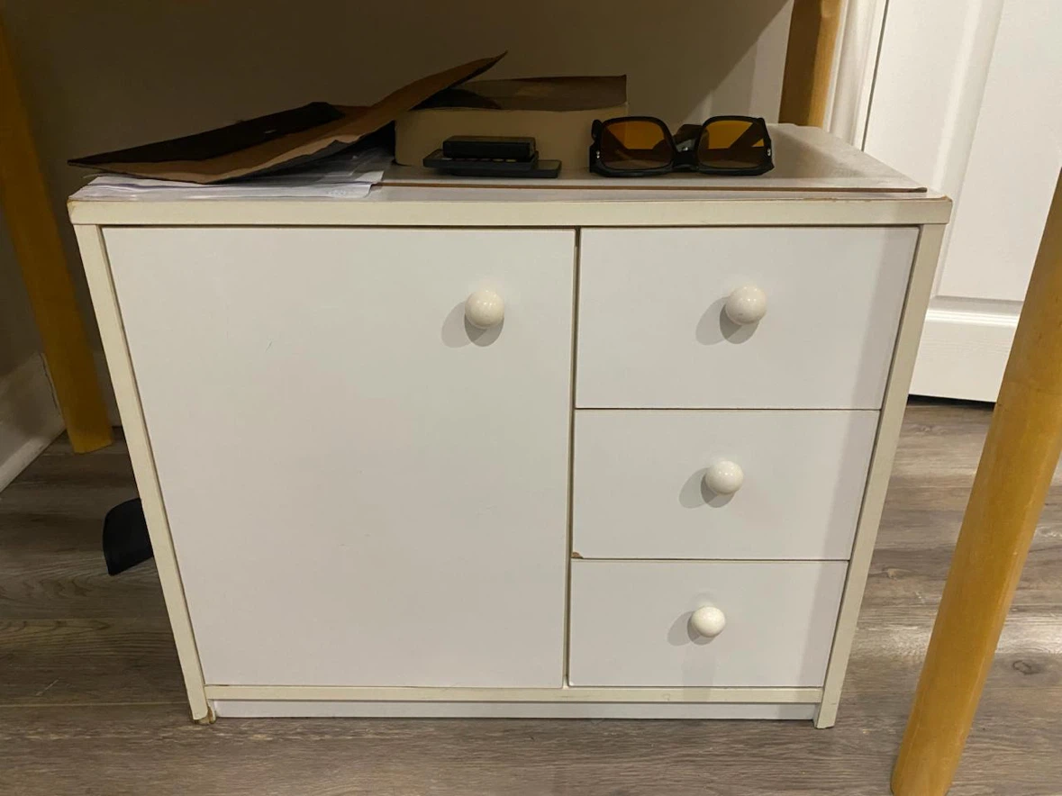 Wood Table, White Desk & Small Drawer Unit - photo 5