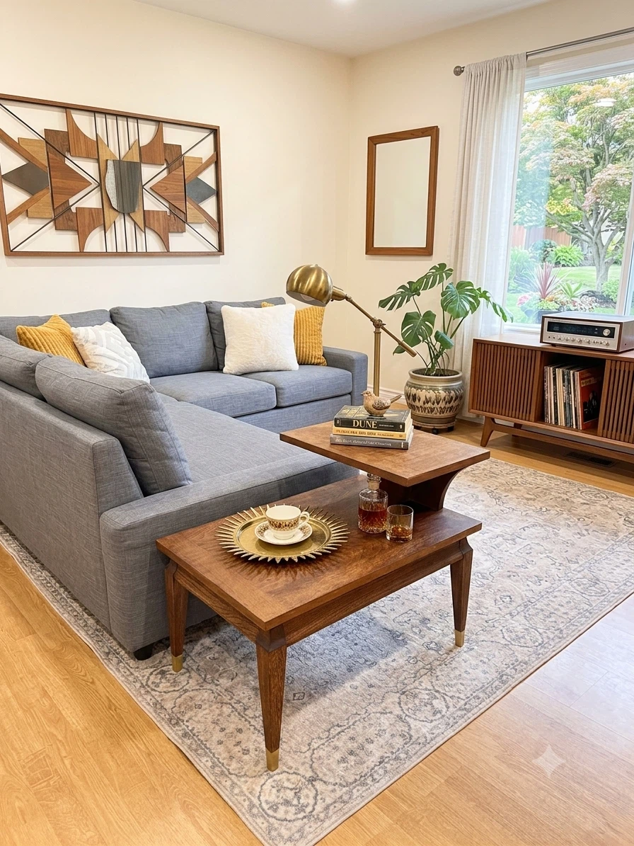 Mid-Century Modern Two-Tier Step End Table