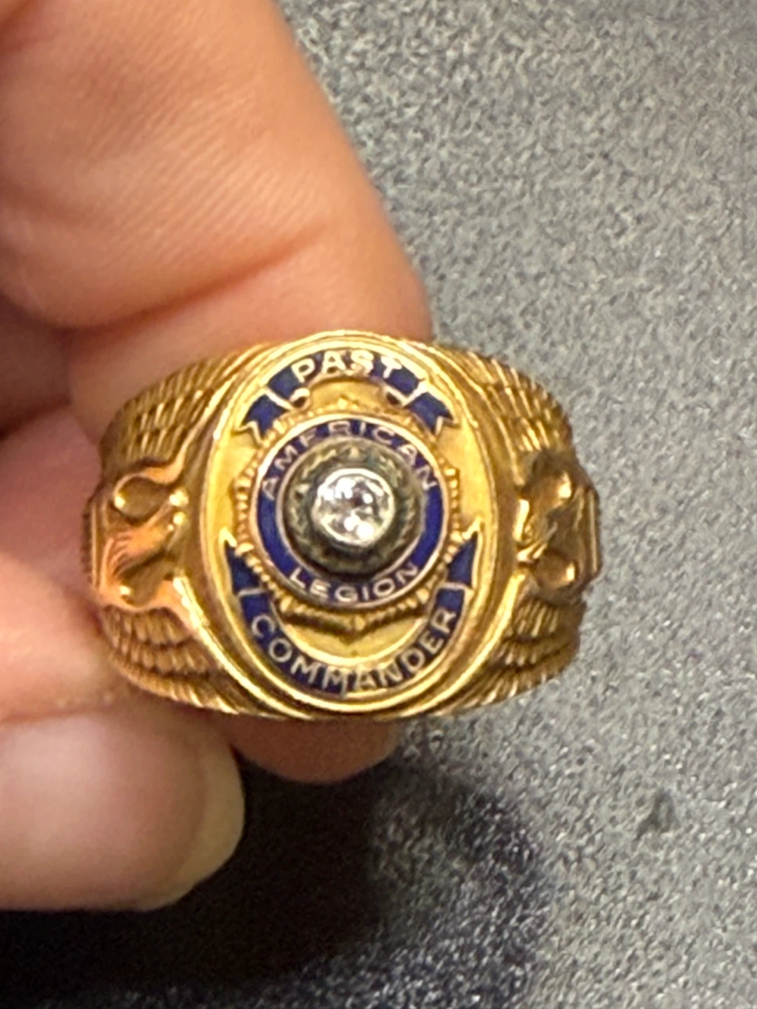 Vintage 14k Gold Past Commander Ring with Diamond