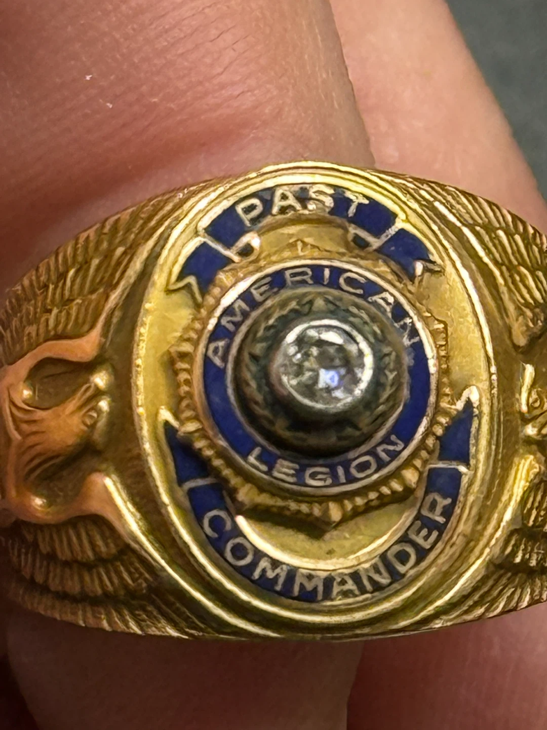 Vintage 14k Gold Past Commander Ring with Diamond - photo 2
