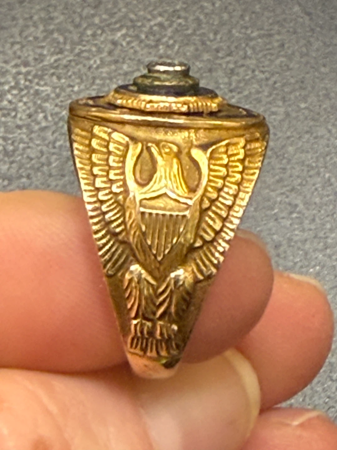 Vintage 14k Gold Past Commander Ring with Diamond - photo 3